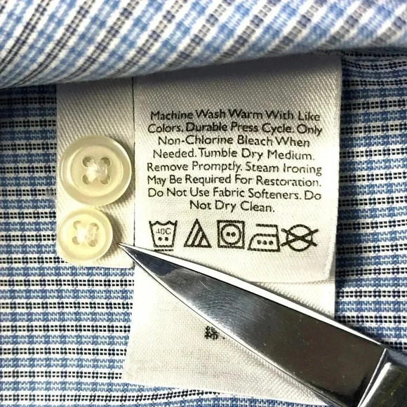 Eddie Bauer mens shirt XL Tall Wrinkle Resistant Relaxed Fit Blue Plaid - Picture 8 of 8